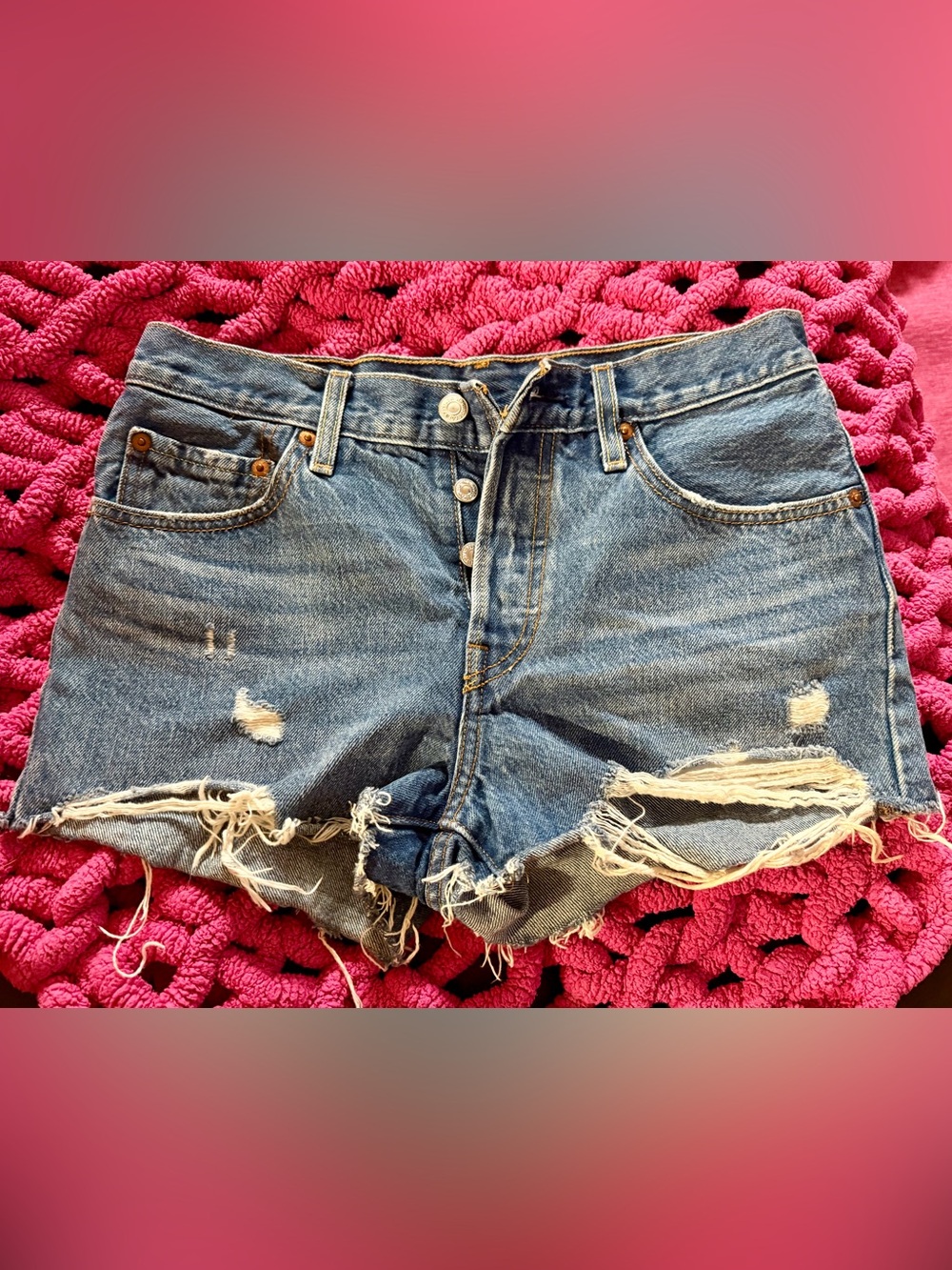 Levi’s 501 Denim Distressed High-Rise Women’s Shorts - Blue
